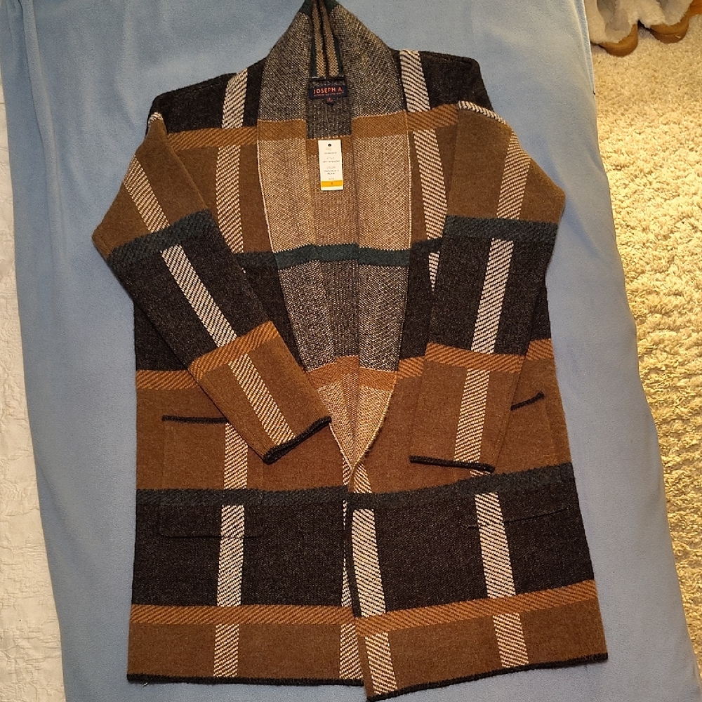 Joseph A Brown and Black Striped Cardigan NWT